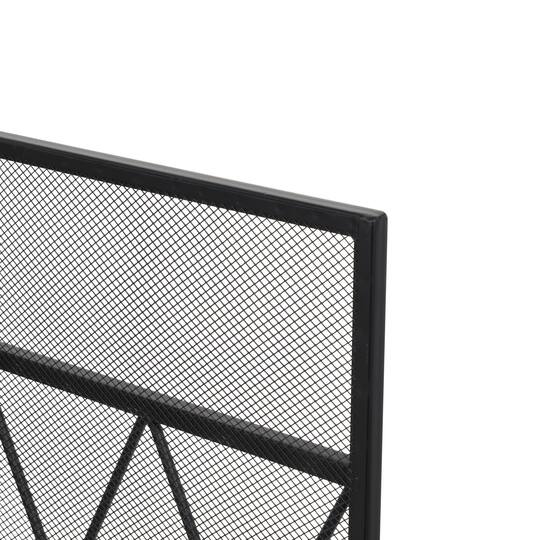 Black Metal Geometric Diamond 3-Panel 2 Door Fireplace Screen
